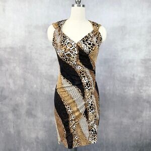 Cache Animal Print Dress - Black, Brown, Tan